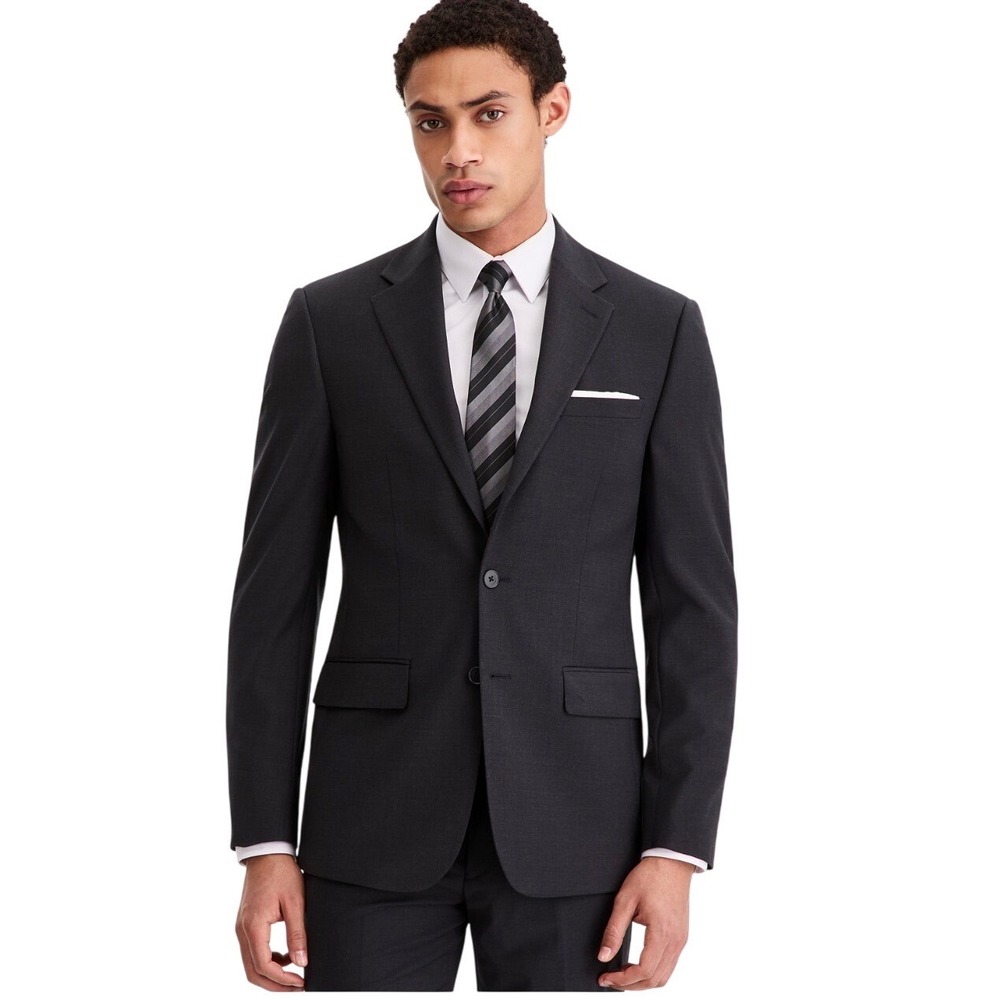 Calvin Klein X Slim Fit Mens 46R Suit Jacket Blazer Charcoal Gray Wool Blend
